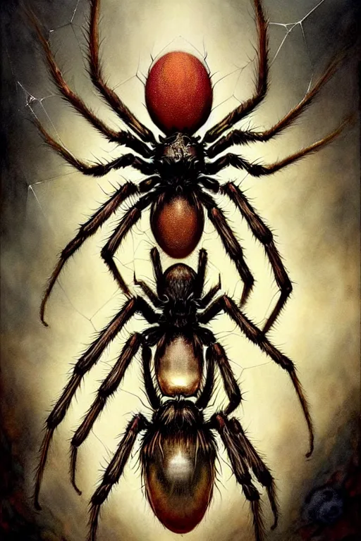 Image similar to miss of the world spider | esoteric symbolism | jean - baptiste monge, esao andrews, bastien lecouffe - deharme, tim jacobus, ken currie | ultra - detailed realism, soft cinematic lighting, hi - fructose, artstation, high - quality, ink watercolors wes anderson poster art