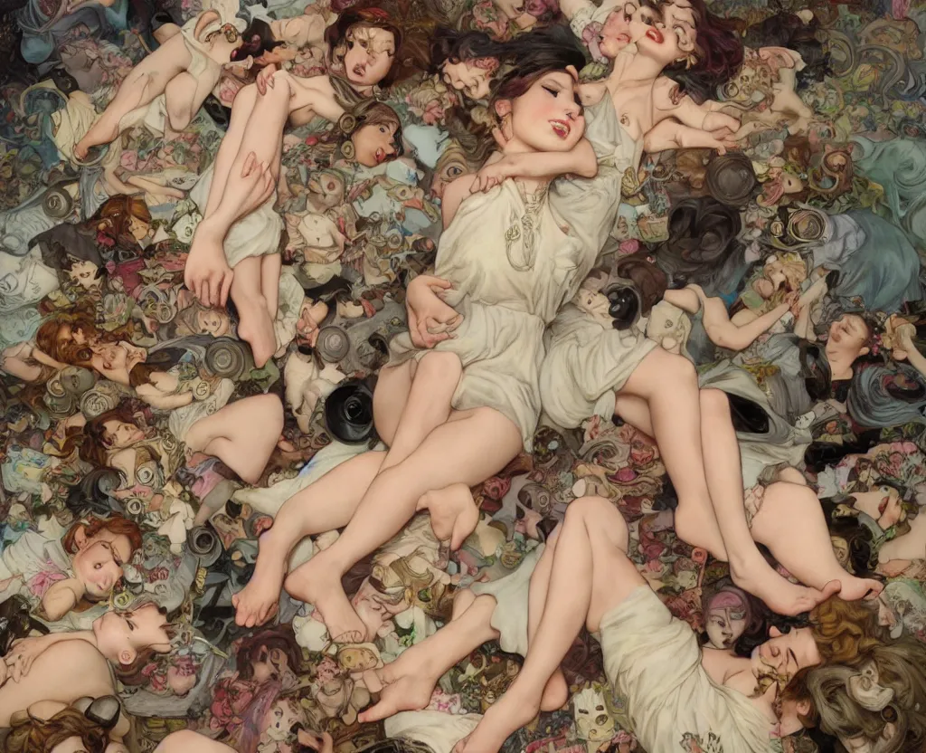 Prompt: quentin tarantino's foot harem, by nicoletta ceccoli, mark ryden, lostfish, artgerm, greg rutkowski, alphonse mucha, breathtaking, 8 k resolution, extremely detailed, beautiful, establishing shot, artistic, hyperrealistic, octane render