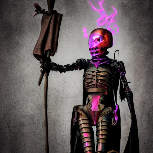 Image similar to A warforged witch, by Harold Elliott, Yoshitaka Amano, Extra Dimension, Trending On Unsplash, Synthwave, Retrowave, 5d