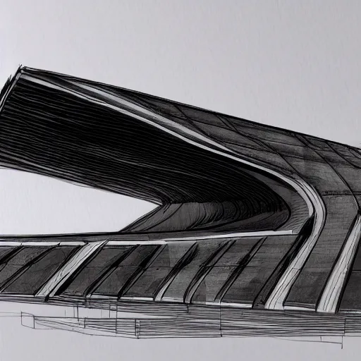 Prompt: complex sketch concept art futuristic building