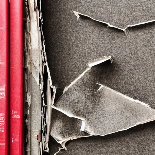 Image similar to photograph of a broken book held together by duct tape. cracks. studio photography with white background