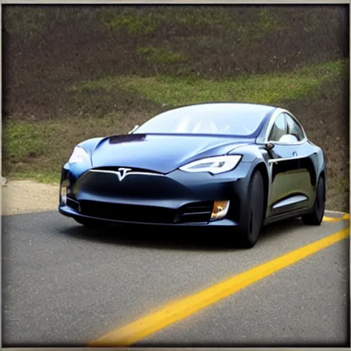 Image similar to “armored knight drives Tesla”