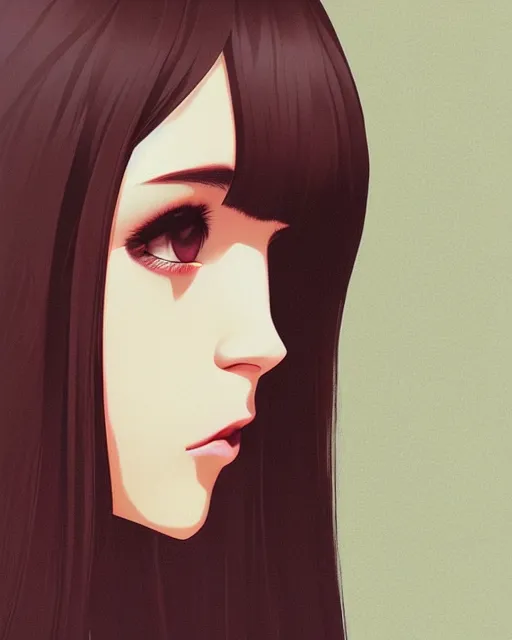 Image similar to a centered portrait of a beautiful nervous girl, by ilya kuvshinov. 7 0 mm