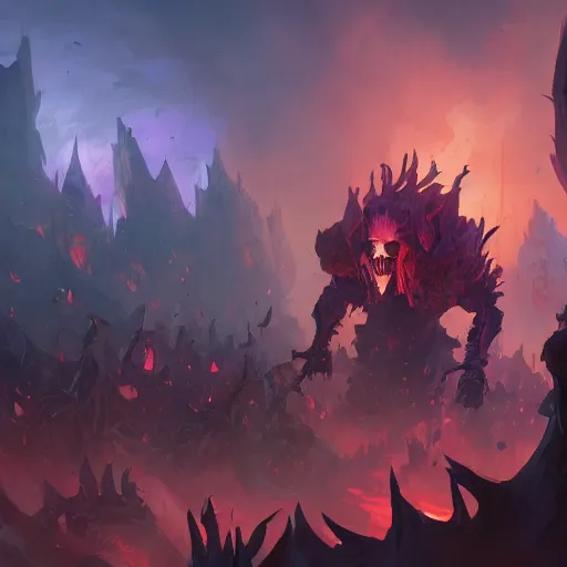 Image similar to a fiery skeleton wall, violet battlefield theme, bright art masterpiece artstation. 8 k, sharp high quality artwork in style of jose daniel cabrera pena and greg rutkowski, concept art by tooth wu, blizzard warcraft artwork, hearthstone card game artwork, battlefield