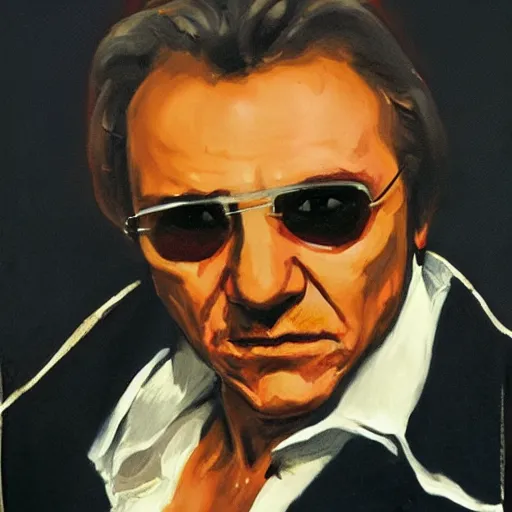 Image similar to portrait of harvey keitel as a pimp in the movie taxi driver, by robert singer sargent