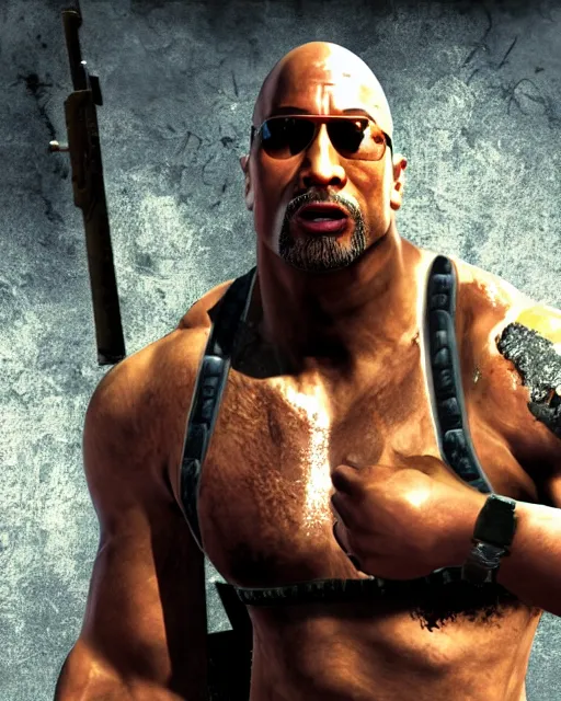 Prompt: close - up shot of dwayne johnson as the tank in the game left 4 dead. xbox 3 6 0 graphics