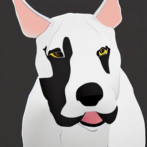 Image similar to Bull Terrier, very detailed, artstation, digital art, complex, award winning, masterpiece