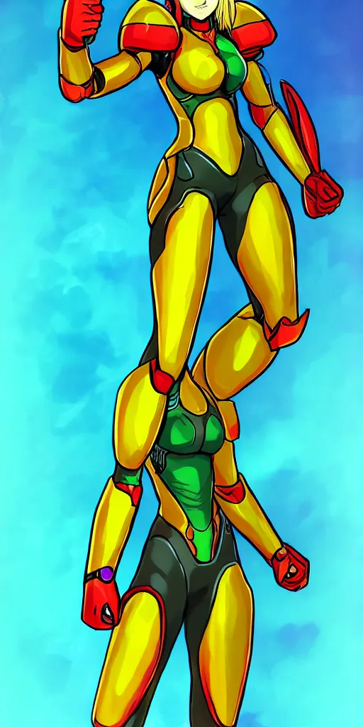 Image similar to Samus Portrait of her doing a thumbs up, KKG Artbook by ZeroNis, Character Design MMRPG Job System