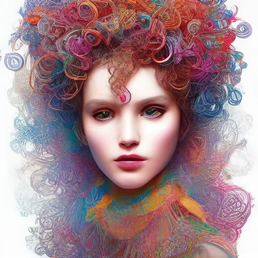 Image similar to the portrait of a ridiculously beautiful and elegant woman partially made of onion rings of all colors, an ultrafine detailed illustration by james jean, final fantasy, intricate linework, bright colors, behance contest winner, vanitas, angular, altermodern, unreal engine 5 highly rendered, global illumination, radiant light, detailed and intricate environment