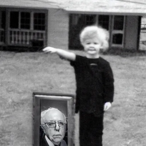Image similar to Bernie Sanders with gray hair as a child, colorized
