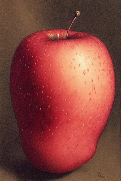 Prompt: an apple in the style of wayne barlowe, gustav moreau, goward, bussiere, roberto ferri, santiago caruso, luis ricardo falero, austin osman spare