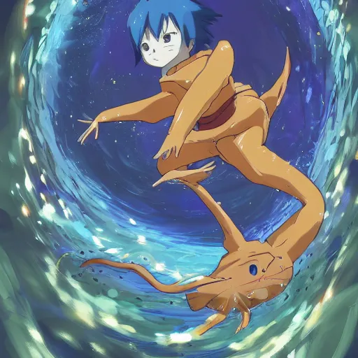 Image similar to anime, sharp focus, breath taking beautiful, Aesthetically pleasing, newts, happy, funny, silly digital concept art by Hayao Miyazaki and Akira Toriyama and Makoto Shinkai and Studio Ghibli, fine art, high definition, HDR, HD, 8K, award winning, trending, featured, masterful, dynamic, energetic, lively, elegant, Richly textured, Richly Colored, masterpiece.