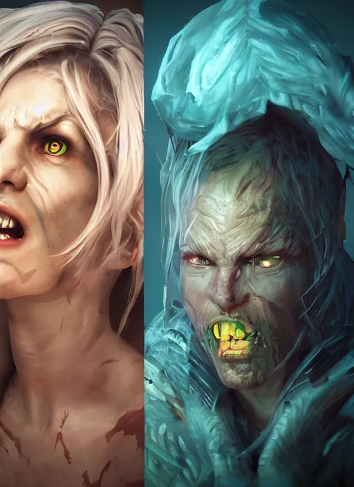 Prompt: An epic fantasy comic book style portrait painting of frightening horror creatures, Unreal 5, DAZ, hyperrealistic, octane render, cosplay, RPG portrait, dynamic lighting