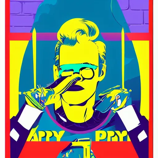 Image similar to happy python, 7 6 retro futurist illustration art by butcher billy, sticker, colorful, illustration, highly detailed, simple, smooth and clean vector curves, no jagged lines, vector art, smooth andy warhol style