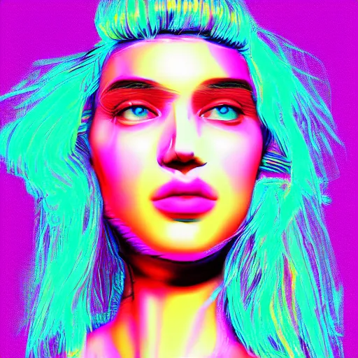 Image similar to vaporwave 9 0 s style face portrait of nata lee ( @ natalee 0 0 7 ), digital art