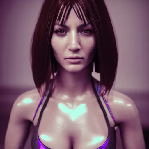 Image similar to ultra realistic 3 d render of beautiful women model, sci - fi, cyberpunk