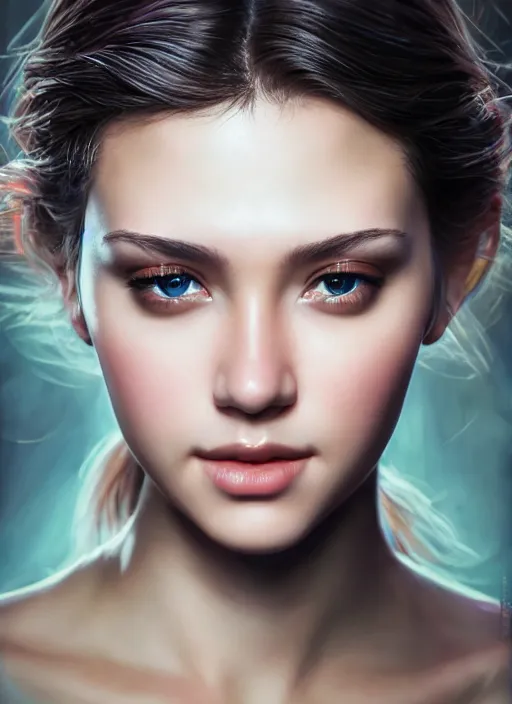Image similar to photo of a gorgeous young woman in the style of stefan kostic, realistic, sharp focus, 8 k high definition, insanely detailed, intricate, elegant, art by david cronenberg and stanley lau and artgerm and yoshitako amano