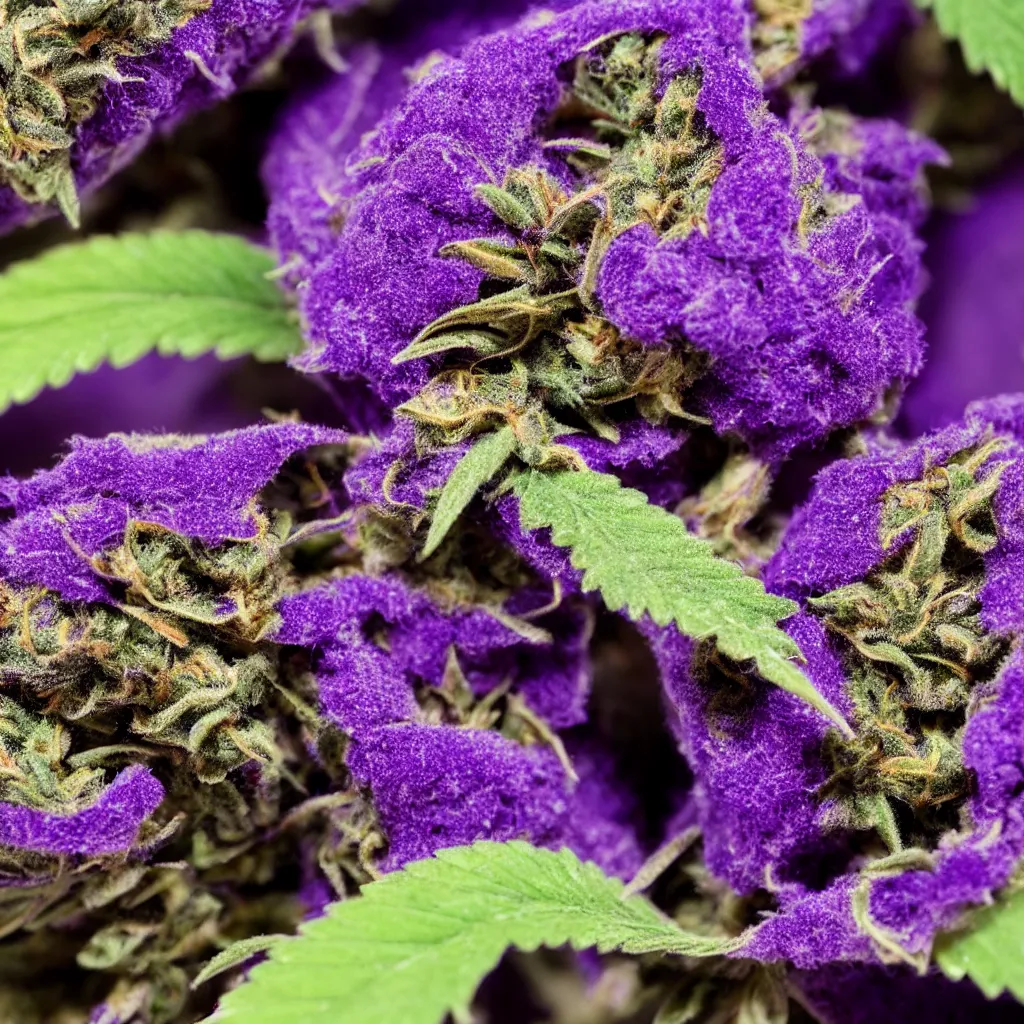 Prompt: a purple haze cannabis in pot, under dramatic light, photorealistic