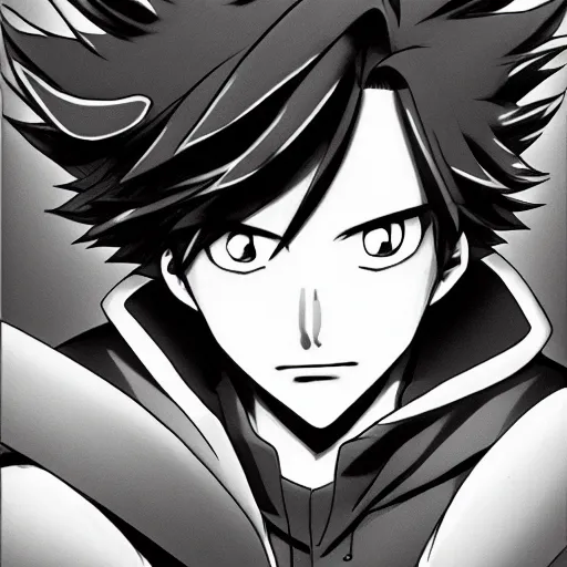 Profile picture of an anime, koey horikoshi's artwork with a male character  with black hair and a smile