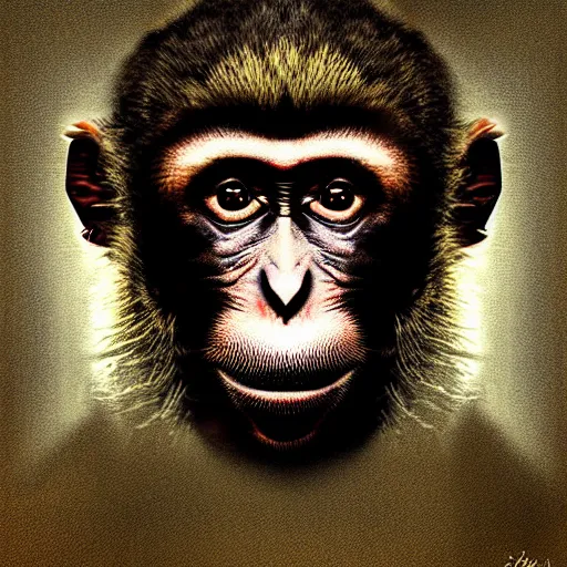 Image similar to macaque inside alien base, digital art, soft shadows, scary art