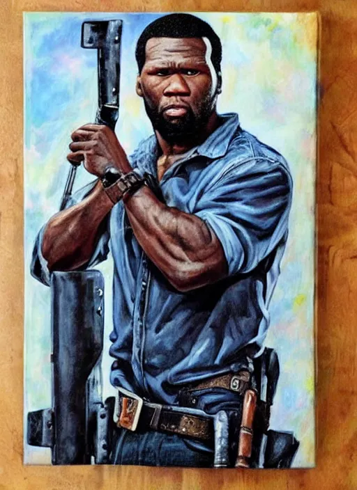 Prompt: 5 0 cent as rick grimes painting