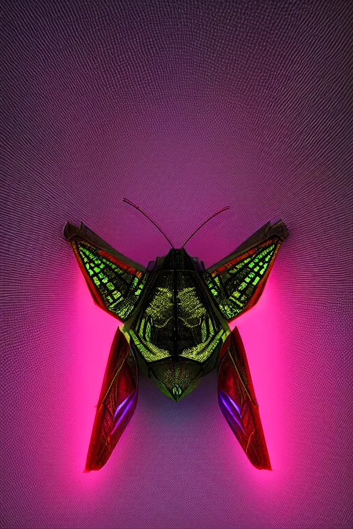 Prompt: cybernetic moth. portrait. complex shape. octane render. 8 k. soft light. dark background. cinematic.