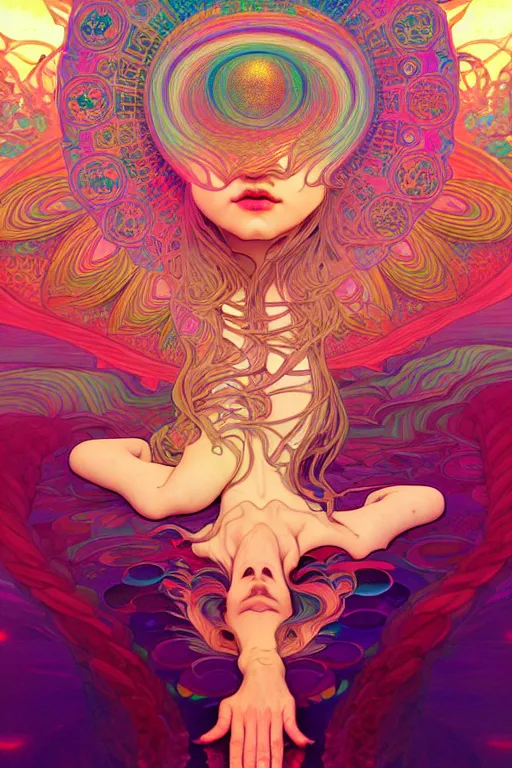 Image similar to psychedelic trip, highly detailed, digital painting, artstation, sharp focus, illustration, art by tan zi and ayanamikodon and alphonse mucha and wlop