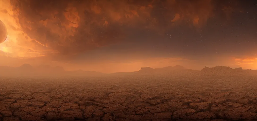 Prompt: a beautiful picture of cosmic horror looming on the horizon in a desert, intricate detail, sunset, serene, volumetric lighting, volumetric clouds, 8 k, photorealistic, digital art trending on artstation