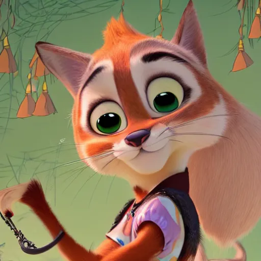 Image similar to princes jasmin, far shot, anthropomorphic cat, in the style of zootopia, highly detailed, far shot