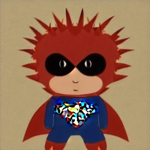 Image similar to an adorable superhero porcupine