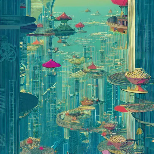 Prompt: gta : dubai, by victo ngai