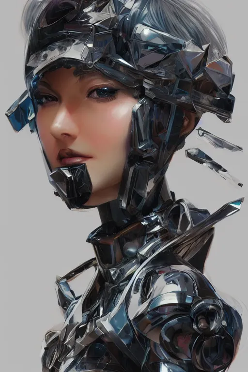 Image similar to femalecyborg head wrapped in silk, 3d, sci-fi fantasy, intricate, elegant, highly detailed, lifelike, photorealistic, digital painting, artstation, illustration, concept art, sharp focus, art in the style of Shigenori Soejima