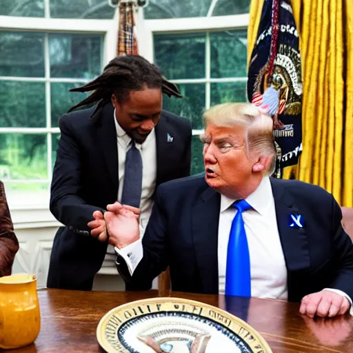 Prompt: trump with rasta, photography