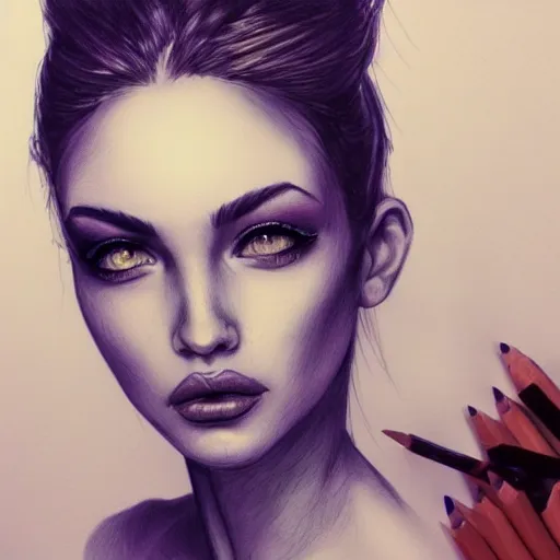 Prompt: a sketch drawing, ultra detailed, portrait, mystical, energy, fantastic, magic, beautiful eyes, beautiful woman, surreal, trending on artstation