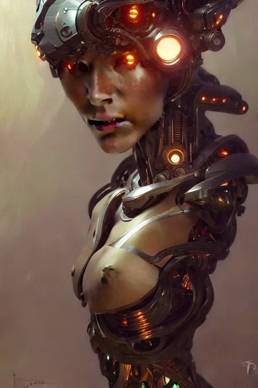 Image similar to organic cyborg female diffuse lighting, fantasy, intricate, elegant, highly detailed, lifelike, photorealistic, digital painting, artstation, illustration, concept art, smooth, sharp focus, art by john collier and albert aublet and krenz cushart and artem demura and alphonse mucha