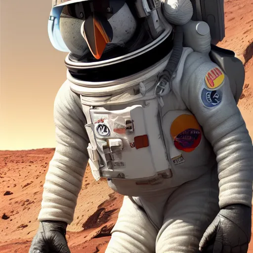 Prompt: puffin in spacesuit on mars, cinematic, cinematic lighting, trending on Artstation, Cgsociety, detailed, 4k, very realistic