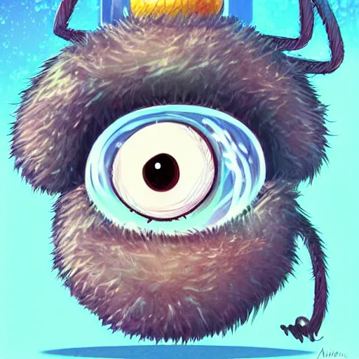 Prompt: cute small pastele fluffy spider with huge eyes inside the bottle, digital illustration, cartoon creature, smiling, vivid color, soft light, nice, cute, beautiful, masterpiece, tranding on artstation, very detailed