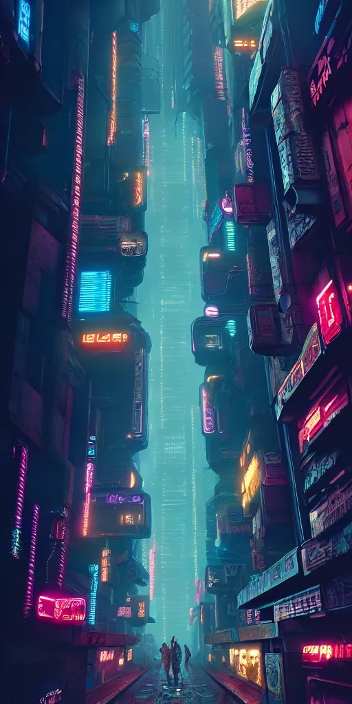 Image similar to epic cyberpunk arcade city : : blade runner, james guilleard, beeple, laurie greasley, dan mcpharlin : : ornate, dynamic, particulate, rich colors, intricate, elegant, highly detailed, centered, artstation, smooth, sharp focus, octane render, 3 d