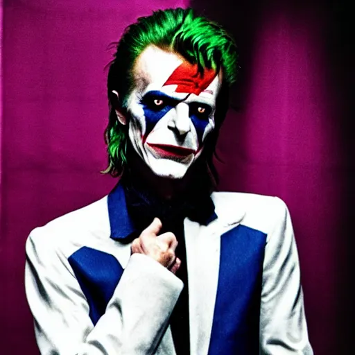 Prompt: David Bowie as the Joker in Batman