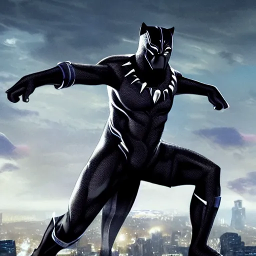 Image similar to kanye west as black panther, action shot, marvel movie,