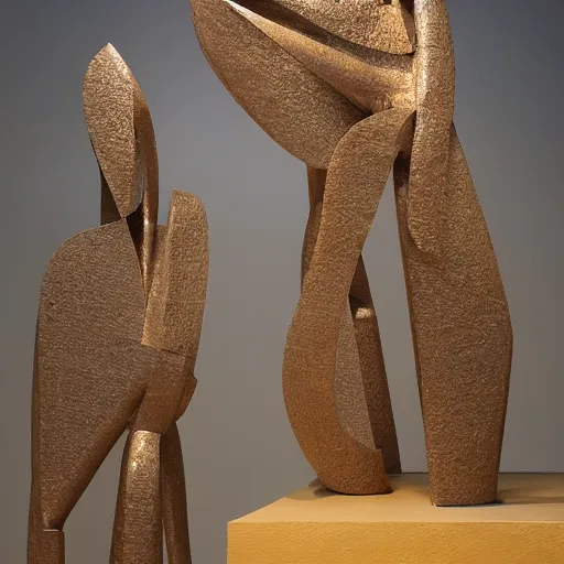 Image similar to An offset photography of a new series of sculptures by David Smith on display, at the Met in NYC, bauhaus, colonial expedition, 60s style