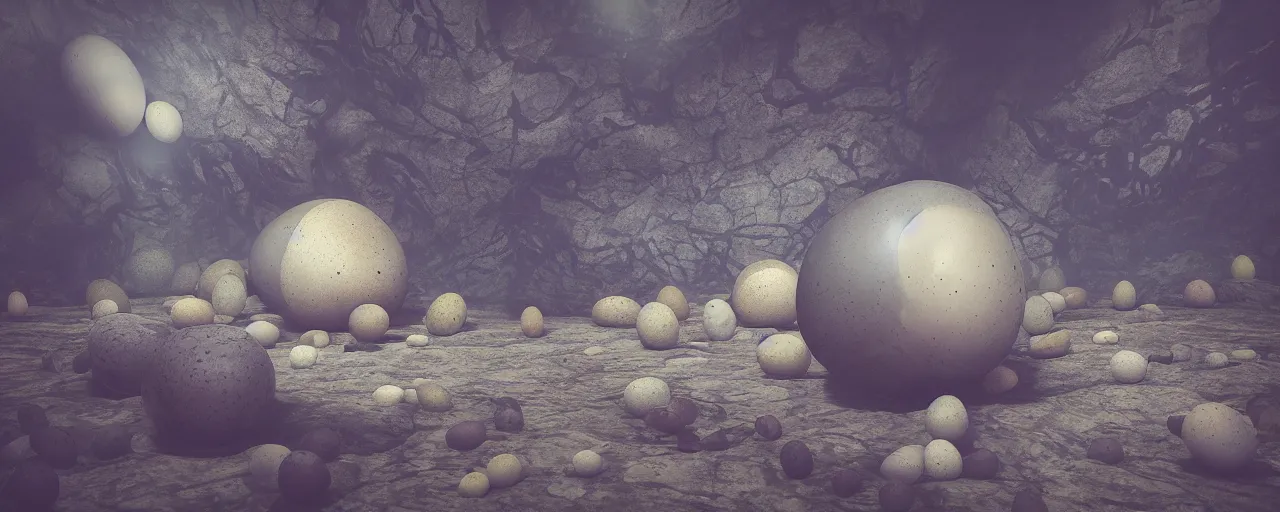 Prompt: ” louter planet with strange and mysterious eggs and larvae, [ cinematic, detailed, epic, widescreen, opening, establishing, mattepainting, photorealistic, realistic textures, octane render ] ”