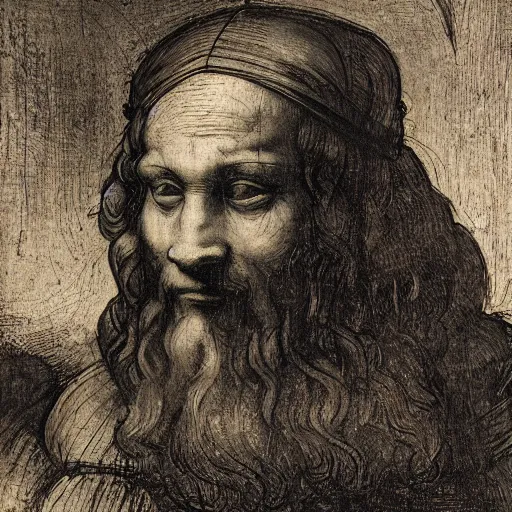 Prompt: portrait of leonardo da vinci wearing vr headset by rembrandt, chiaroscuro