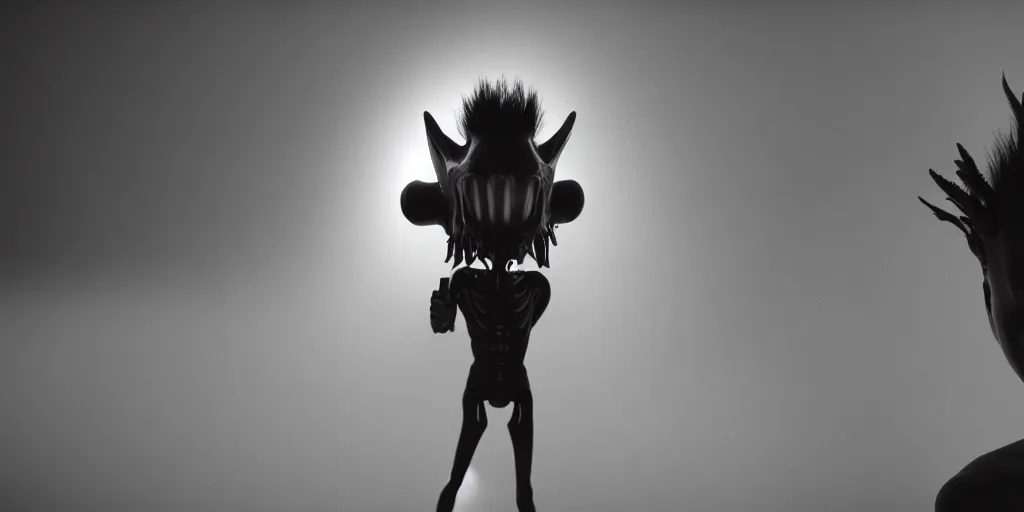 Image similar to cinematic film still of a punk alien starring in a dave meyers directed music video, cgi, vfx, chiaroscuro lighting, shallow depth of field, 8 0 mm, f 1. 8