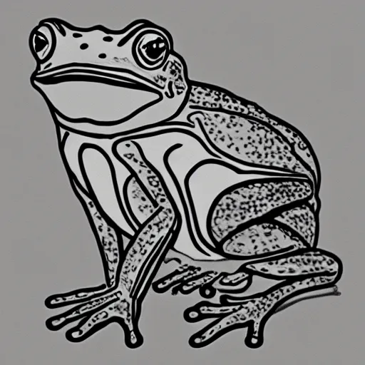 Prompt: angry frog, field journal line art