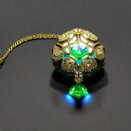 Image similar to Ornate Magic Amulet Jewel Glowing HDR photorealistic Gem Adorned in diamonds