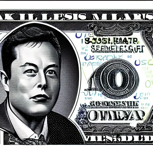 Image similar to Elon musk on the Mars Dollar bill