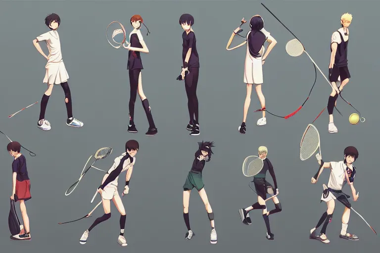 Image similar to badminton, expert high detail concept art character design, perfect proportions defined faces, vivid colors, photorealistic shaded lighting poster ilya kuvshinov, katsuhiro, makoto shinkai, wlop, loish and clamp style, trending on art station, best selling artist