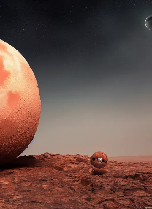 Image similar to a earth with a face eating the mars, le voyage dans la lun by george melies, a trip to the moon, behance, artstation, unreal engine 5 rendered, octane rendered, digital art