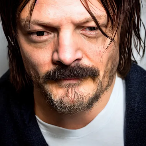 Image similar to norman reedus as waluigi, closeup photo, 2 5 mm, f 3. 4, bokeh